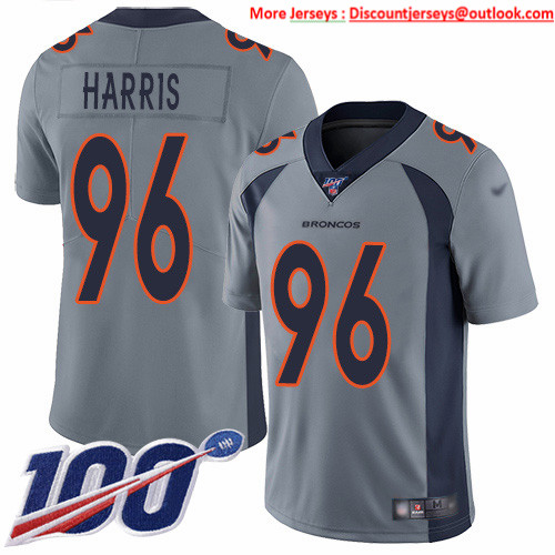 Nike Broncos #96 Shelby Harris Gray Men's Stitched NFL Limited Inverted Legend 100th Season Jersey