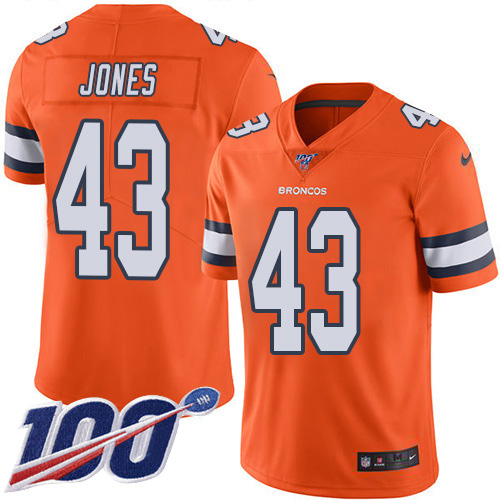 Nike Broncos #43 Joe Jones Orange Men's Stitched NFL Limited Rush 100th Season Jersey