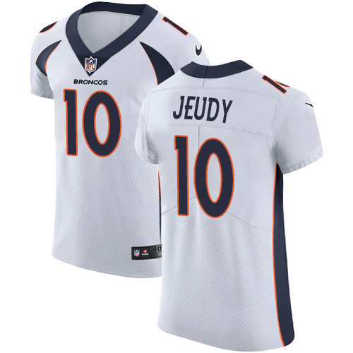 Nike Broncos #10 Jerry Jeudy White Men's Stitched NFL New Elite Jersey Nike Broncos #10 Jerry Jeudy White Men's Stitched NFL New Elite Jersey