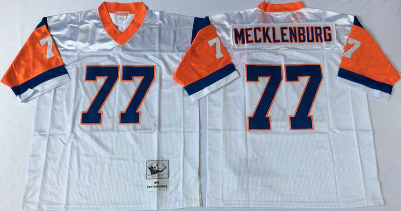 Mitchell And Ness Broncos #77 Karl Mecklenburg Men's white Throwback Stitched NFL Jersey