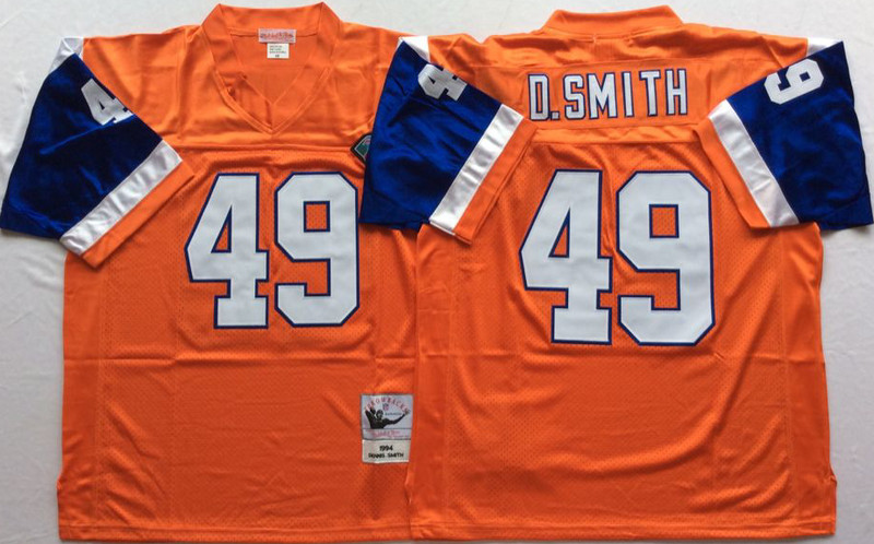 Mitchell And Ness Broncos ##49 Dennis Smith Throwback Stitched NFL Jersey