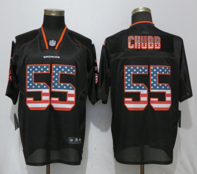 Nike Broncos #55 Bradley Chubb Black USA Flag Fashion Elite Jersey