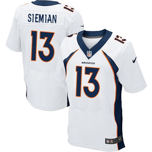 Nike Broncos #13 Trevor Siemian White Men's Stitched NFL New Elite Jersey Nike Broncos #13 Trevor Siemian White Men's Stitched NFL New Elite Jersey
