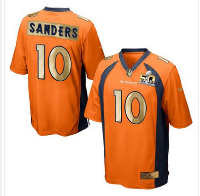Nike Broncos #10 Emmanuel Sanders Orange Team Color Men's Stitched NFL Game Super Bowl 50 Collection Jersey