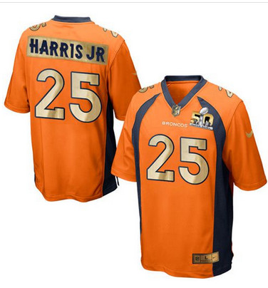 Nike Broncos #25 Chris Harris Jr Orange Team Color Men's Stitched NFL Game Super Bowl 50 Collection Jersey
