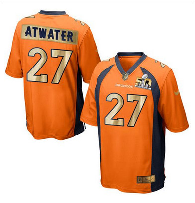 Nike Broncos #27 Steve Atwater Orange Team Color Men's Stitched NFL Game Super Bowl 50 Collection Jersey