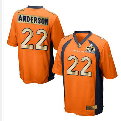 Nike Broncos #22 C.J. Anderson Orange Team Color Men's Stitched NFL Game Super Bowl 50 Collection Jersey