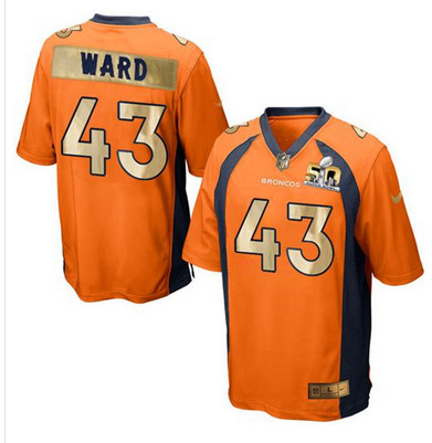 Nike Broncos #43 T.J. Ward Orange Team Color Men's Stitched NFL Game Super Bowl 50 Collection Jersey