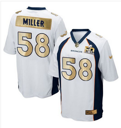 Nike Broncos #58 Von Miller White Men's Stitched NFL Game Super Bowl 50 Collection Jersey
