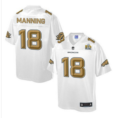 Nike Broncos #18 Peyton Manning White Men's NFL Pro Line Super Bowl 50 Fashion Game Jersey