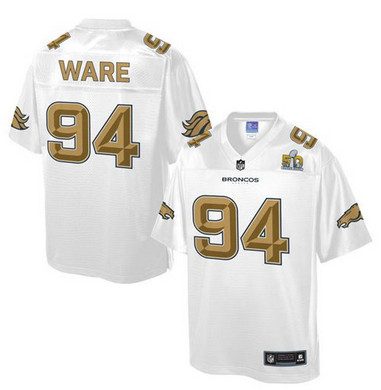 Nike Broncos #94 DeMarcus Ware White Men's NFL Pro Line Super Bowl 50 Fashion Game Jersey