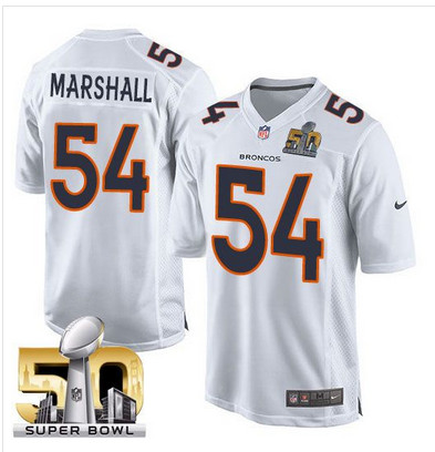 Nike Broncos #54 Brandon Marshall White Super Bowl 50 Men's Stitched NFL Game Event Jersey