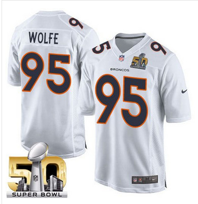Nike Broncos #95 Derek Wolfe White Super Bowl 50 Men's Stitched NFL Game Event Jersey