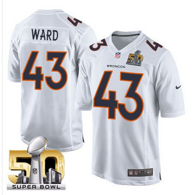 Nike Broncos #43 T.J. Ward White Super Bowl 50 Men's Stitched NFL Game Event Jersey