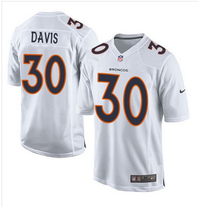 Nike Broncos #30 Terrell Davis White Men's Stitched NFL Game Event Jersey