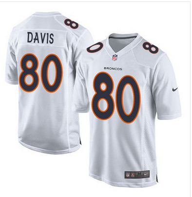 Nike Broncos #80 Vernon Davis White Men's Stitched NFL Game Event Jersey