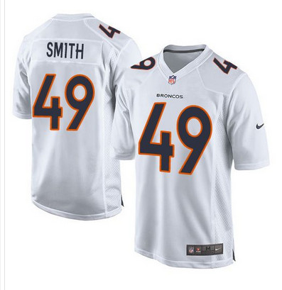 Nike Broncos #49 Dennis Smith White Men's Stitched NFL Game Event Jersey