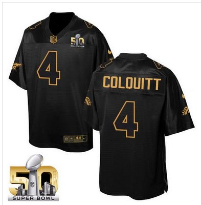 Nike Broncos #4 Britton Colquitt Black Super Bowl 50 Men's Stitched NFL Elite Pro Line Gold Collection Jersey