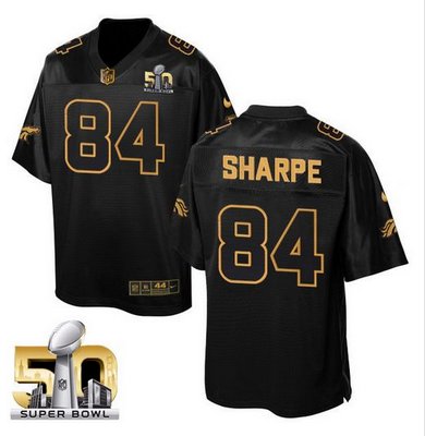 Nike Broncos #84 Shannon Sharpe Black Super Bowl 50 Men's Stitched NFL Elite Pro Line Gold Collection Jersey