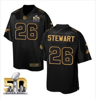 Nike Broncos #26 Darian Stewart Black Super Bowl 50 Men's Stitched NFL Elite Pro Line Gold Collection Jersey