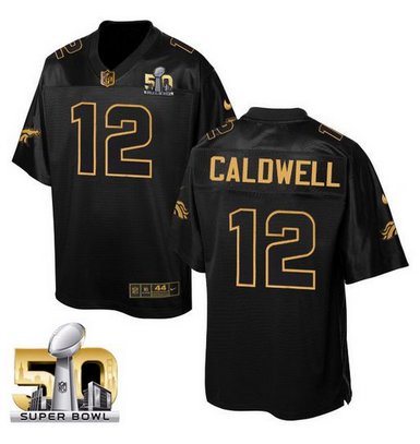 Nike Broncos #12 Andre Caldwell Black Super Bowl 50 Men's Stitched NFL Elite Pro Line Gold Collection Jersey