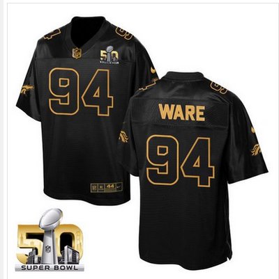 Nike Broncos #94 DeMarcus Ware Black Super Bowl 50 Men's Stitched NFL Elite Pro Line Gold Collection Jersey