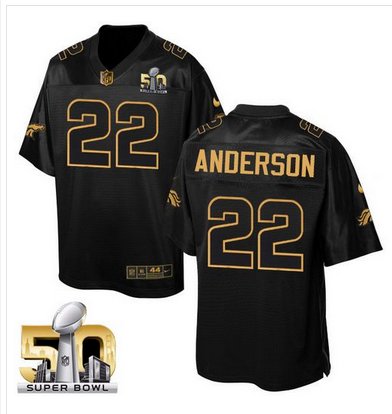 Nike Broncos #22 C.J. Anderson Black Super Bowl 50 Men's Stitched NFL Elite Pro Line Gold Collection Jersey