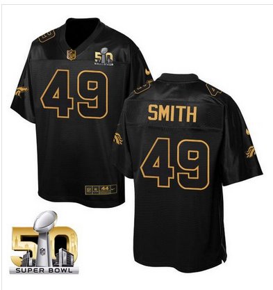 Nike Broncos #49 Dennis Smith Black Super Bowl 50 Men's Stitched NFL Elite Pro Line Gold Collection Jersey