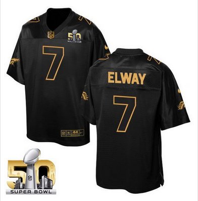 Nike Broncos #7 John Elway Black Super Bowl 50 Men's Stitched NFL Elite Pro Line Gold Collection Jersey