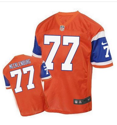 Nike Broncos #77 Karl Mecklenburg Orange Men's Stitched NFL Elite Throwback Jersey