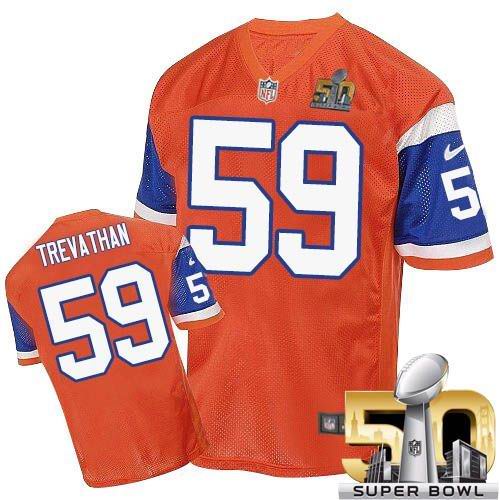 Nike Broncos #59 Danny Trevathan Orange Throwback Super Bowl 50 Men's Stitched NFL Elite Jersey