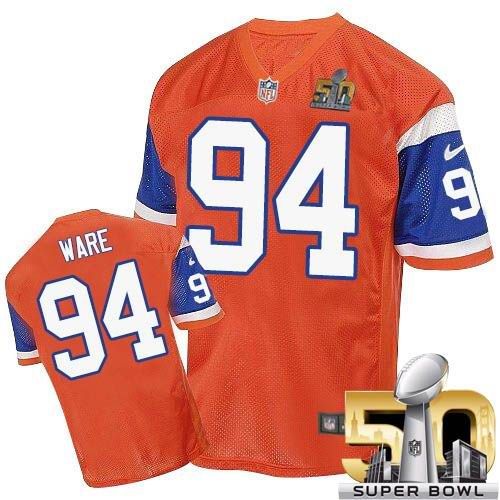 Nike Broncos #94 DeMarcus Ware Orange Throwback Super Bowl 50 Men's Stitched NFL Elite Jersey Nike Broncos #94 DeMarcus Ware Orange Throwback Super Bowl 50 Men's Stitched NFL Elite Jersey