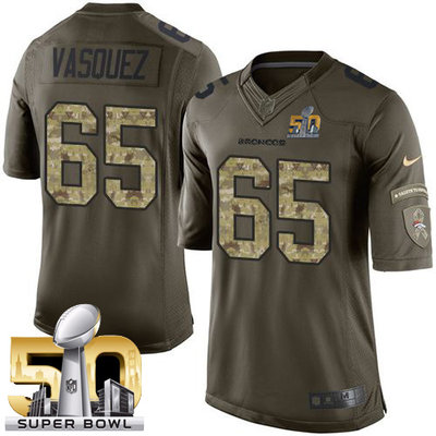 Nike Broncos #65 Louis Vasquez Green Super Bowl 50 Men's Stitched NFL Limited Salute To Service Jersey