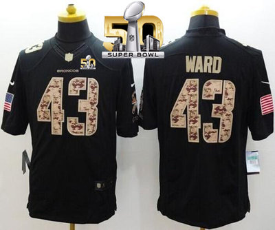 Nike Broncos #43 T.J. Ward Black Super Bowl 50 Men's Stitched NFL Limited Salute to Service Jersey
