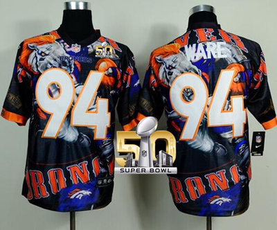 Nike Broncos #94 DeMarcus Ware Team Color Super Bowl 50 Men's Stitched NFL Elite Fanatical Version Jersey
