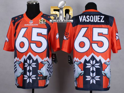 Nike Broncos #65 Louis Vasquez Orange Super Bowl 50 Men's Stitched NFL Elite Noble Fashion Jersey