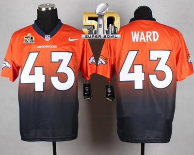 Nike Broncos #43 T.J. Ward OrangeNavy Blue Super Bowl 50 Men's Stitched NFL Elite Fadeaway Fashion Jersey