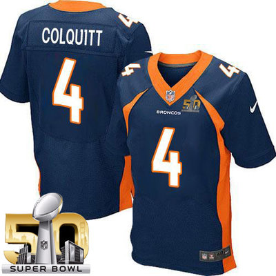 Nike Broncos #4 Britton Colquitt Navy Blue Alternate Super Bowl 50 Men's Stitched NFL New Elite Jersey