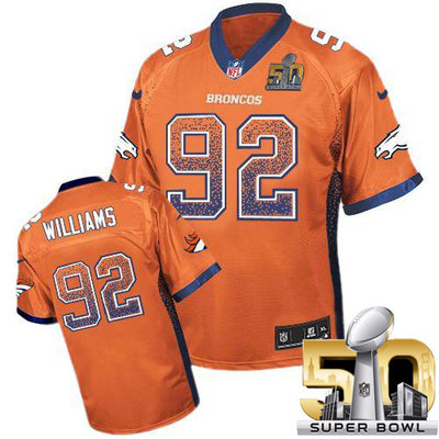 Nike Broncos #92 Sylvester Williams Orange Team Color Super Bowl 50 Men's Stitched NFL Elite Drift Fashion Jersey