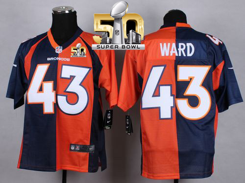 Nike Broncos #43 T.J. Ward OrangeNavy Blue Super Bowl 50 Men's Stitched NFL Elite Split Jersey