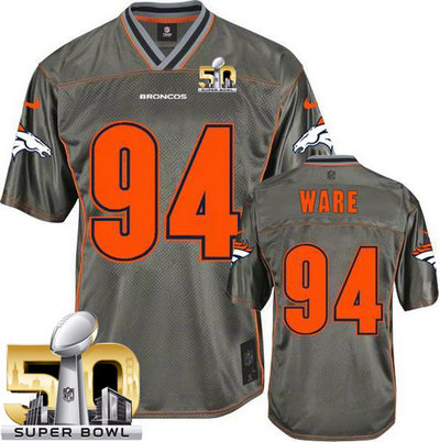 Nike Broncos #94 DeMarcus Ware Grey Super Bowl 50 Men's Stitched NFL Elite Vapor Jersey Nike Broncos #94 DeMarcus Ware Grey Super Bowl 50 Men's Stitched NFL Elite Vapor Jersey