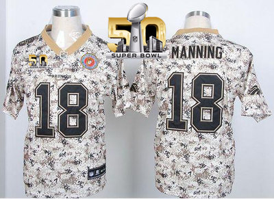 Nike Broncos #18 Peyton Manning Camo USMC Super Bowl 50 Men's Stitched NFL Elite Jersey