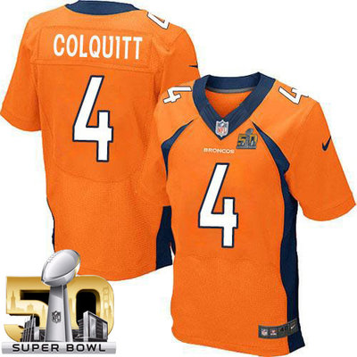 Nike Broncos #4 Britton Colquitt Orange Team Color Super Bowl 50 Men's Stitched NFL New Elite Jersey