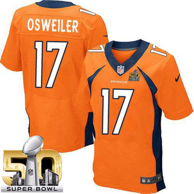 Nike Broncos #17 Brock Osweiler Orange Team Color Super Bowl 50 Men's Stitched NFL New Elite Jersey