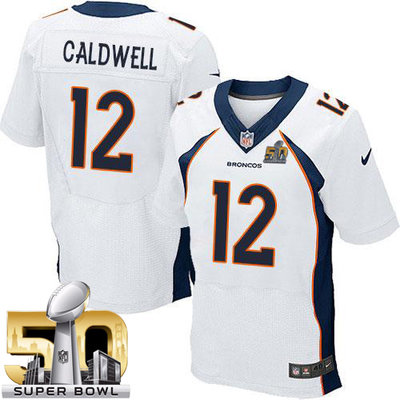 Nike Broncos #12 Andre Caldwell White Super Bowl 50 Men's Stitched NFL New Elite Jersey