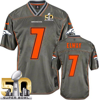 Nike Broncos #7 John Elway Grey Super Bowl 50 Men's Stitched NFL Elite Vapor Jersey Nike Broncos #7 John Elway Grey Super Bowl 50 Men's Stitched NFL Elite Vapor Jersey