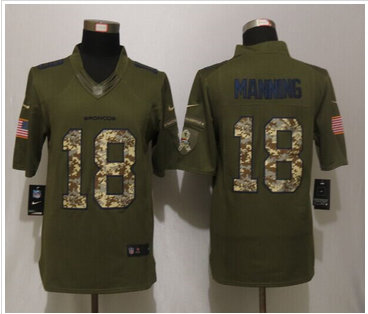 Nike Denver Broncos #18 Peyton Manning Green Salute To Service Limited Jersey