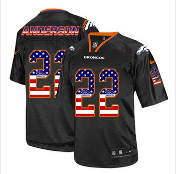 New Denver Broncos #22 C.J. Anderson Black Men''s Stitched NFL Elite USA Flag Fashion Jersey