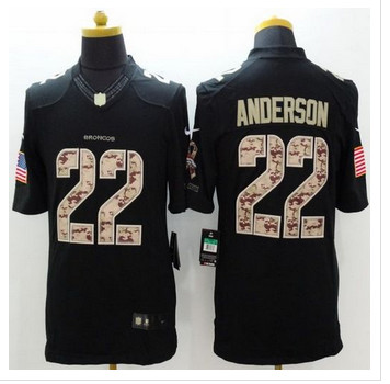 New Denver Broncos #22 C.J. Anderson Black Men's Stitched NFL Limited Salute to Service Jersey
