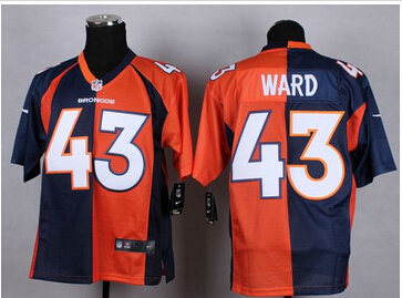 NEW Denver Broncos #43 T.J. Ward Orange Navy Blue NFL Elite Split Jersey